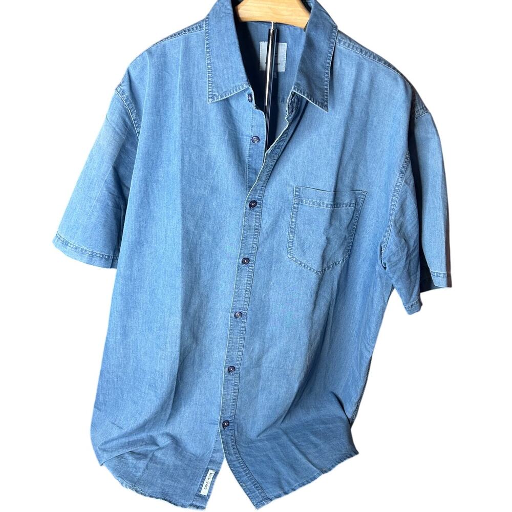 Craft Flow Mens med blue 2xl short sleeve button up shirt